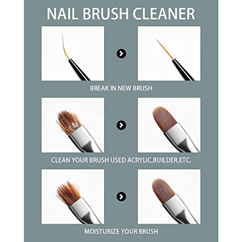 AIJIMEI Nail Brush Cleaner Set 58ml with Glass Cup & Cotton Pads - Travel Kit