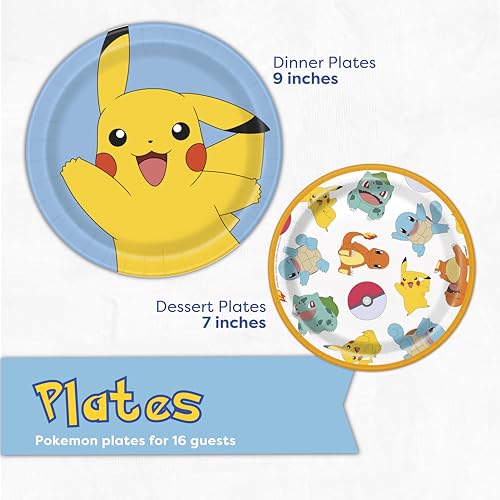 Pokemon Party Plates & Napkins Set for 16 Guests