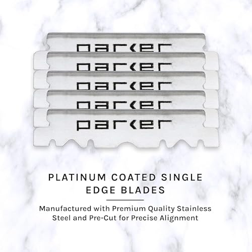 Parker SRDW Professional Shavette Razor ? Walnut Wood Handle, Stainless Steel Arm & Clip Lock System for Secure Blade Fit, 5 Blades Included