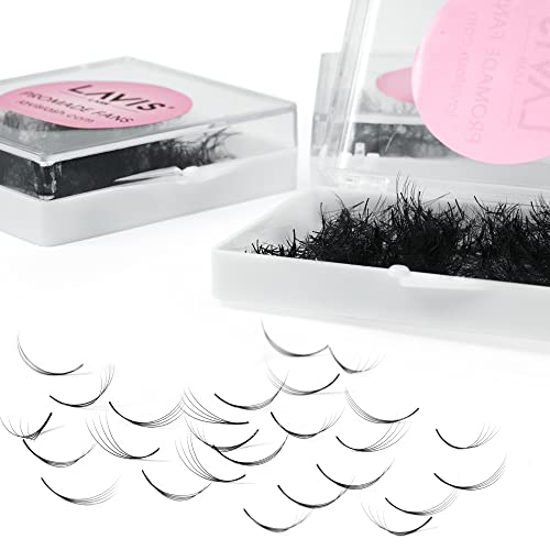 LAVISLASH 500 Promade Fans Eyelash Extension | Handmade Loose Volume Lash | Mutiple Options 3D-8D/10D/12D/14D/16D Fans | 0.03/0.05/0.07mm Thickness | C/CC/D Curl | 8-16mm Length(4D-0.07-D-9mm)