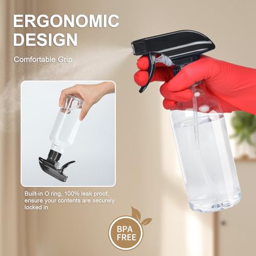 Uineko 10 Oz Spray Bottle 2-Pack, Mist & Stream, BPA-Free