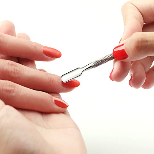 Silver 2-Pack Cuticle Pusher and Cutter Set with Storage Case - Manicure Tools