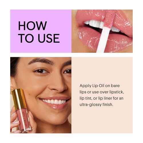 Winky Lux Muse Very There Lip Oil - Hydrating Nude Pink Tint with Jojoba Oil, Non-Sticky Glossy Lip Oil, Tinted Pink Gloss for Juicy Lips & Soft Vanilla Scent