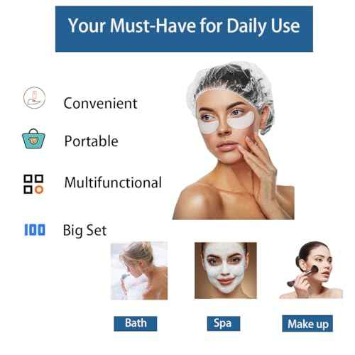 Disposable Shower Caps -100 pcs Waterproof Plastic Shower Caps, Women's Disposable Plastic Clear Shower Caps, Suitable for Hair Care, Spa Salons, Travel, Portable Multi-Purpose Plastic Hair Caps(20")