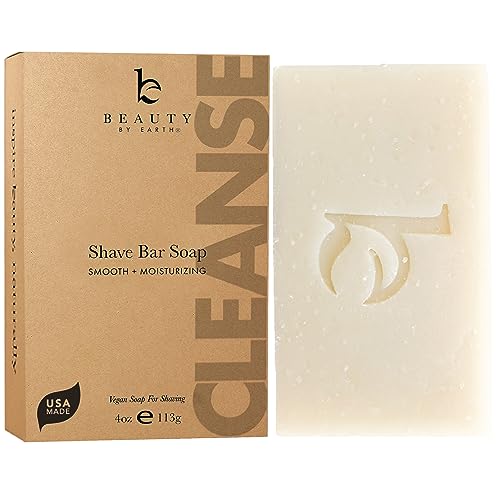 Beauty by Earth Organic Bar Soap for Shaving, Shea Butter Soap, Natural Soap, Organic Soap Bar, Soap for Face, Foamy Lathering Vegan Soap Works As Shaving Cream, Organic Soap with Shea Butter