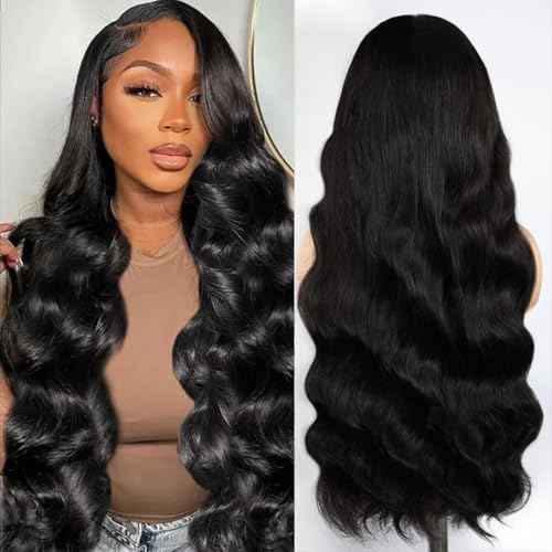 IWISH Body Wave Wig Human Hair 5x5 HD Lace Closure Glueless Wig Pre Plucked Human Hair Lace Front Wigs for Women Natural Black Color 28 Inch
