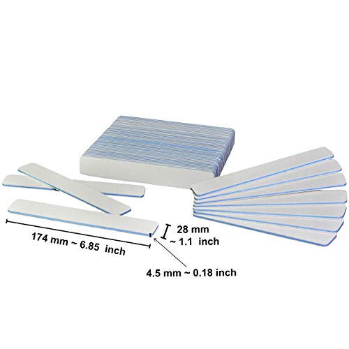 AMT 50 PCS Jumbo White Nail Files, White Nail File, Nail Files for Acrylic Nails, Emery Boards for Nails, 60/60 Grit Nail File (50 PCS Nail Files) (Grit 60/60 (Jumbo, Blue))