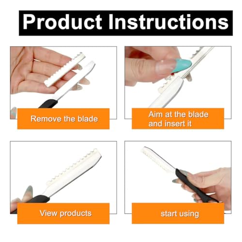 Razor for Hair Cutting, Straight Shaving Hair Razors, Professional Styling Thinning Texturizing Cutting, 10 Replacement Blades, Black
