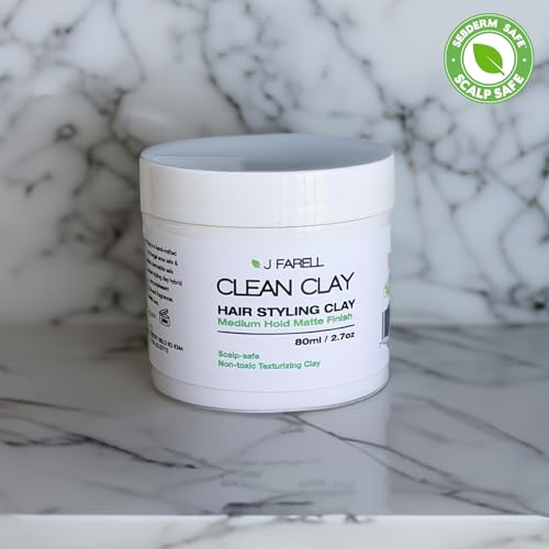 J FARELL Clean Clay - Organic Hair Styling Clay, Fungal Acne Safe