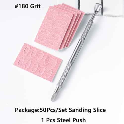 180 Grit Sandpaper Sheets Dual Ended Nail Cuticle Pusher Cuticle Cutter Self-Adhesive Sandpaper for Keratinizer Slant Heads Nail Art Pre Polishing Sandpaper Nail and Foot Salon Home Sandpaper
