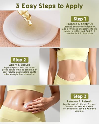 Castor Oil Patches for Belly Button, 54 Pack Disposable