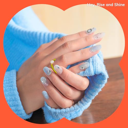 Heyhae Essentials Bundle - Semi Cured Gel Nail Strips (Hey, Rise and Shine) + Top Gel [2 Pack]
