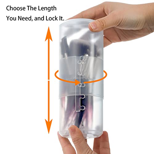 TOPZEA 4 Pack Retractable Makeup Brush Holders, Plastic Portable Cosmetic Organizer Travel Makeup Accessories Cups with Lid, Dust-proof Brushes Storage Case for Women, Make-up Artist