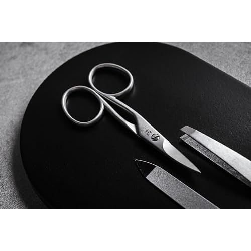 NN Knives Nail Scissors - Left-Handed, Premium European Stainless Steel, Curved Design for Precise and Comfortable Nail Trimming - Professional-Grade Scissors for Meticulous Grooming Tasks, NN-1214-B