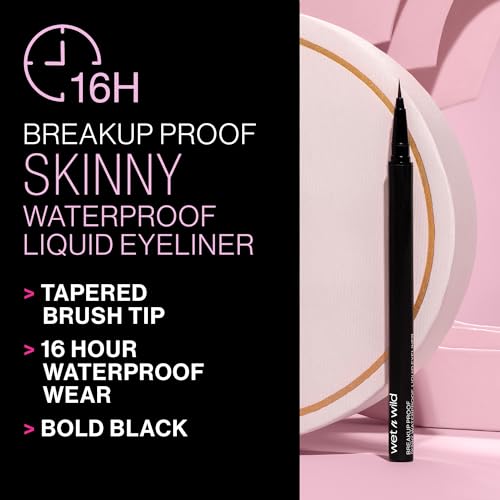 wet n wild Breakup Proof Skinny Ultra-Fine Brush Tip Waterproof Liquid Eyeliner Ultra Black (Pack of 2)