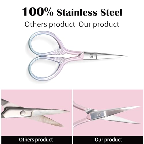 Professional Stainless Steel Eyebrow Scissors for Men Women, 2 Pack with Cases