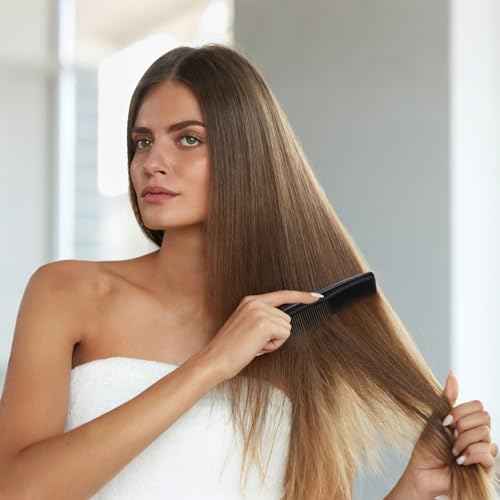 12 Pieces Pocket Hair Combs, 5" Combs for Men & Women, Travel-Friendly, Dual-Density Teeth for Short Hair, Beards, Mustaches & Sideburns (Black)