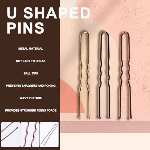 YGDZ Bobby Pins Set, Hair Pins, Hair Clips Kit, 2Inch Bobby Pins Brown Hair, Black, Blonde Hair, U Shaped Hair Pins for Buns, French Pins, Snap Hair Clips, Hair Barrettes, Hair Accessories for Women