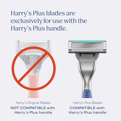 Harry's Plus Trial Shaving Kit for Men - Premium Handle, Razor Blade Cartridge, Foaming Shave Gel, and Travel Blade Cover - Advanced Pivoting System - Tide