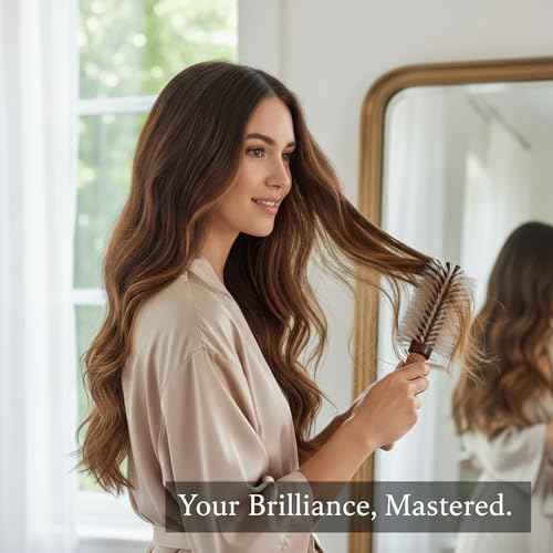 Professional 2.75" Blonde Boar Bristle Round Brush | Ergonomic Cork Grip & Wooden Barrel | Gentle Tension for Fine Hair Blowouts | Frizz-Free Volume & Shine | Premium Beauty Gift for Her