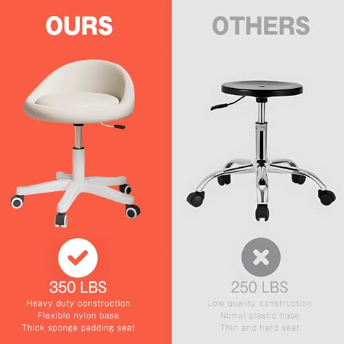Ergonomic Rolling Stool with Adjustable Height & Swivel Seat