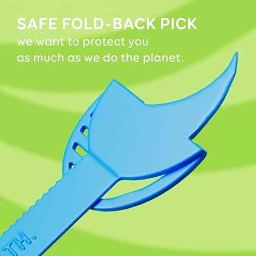 GRIN Tongue Cleaner Strap, 48 Count, Disposable Tongue Cleaner, Hygienic Dual Edge Scraper, Recycled Plastic, Clean Tongue, Healthy Tongue, Promote Fresh Breath, Includes Safe Fold- Back Tooth Pick