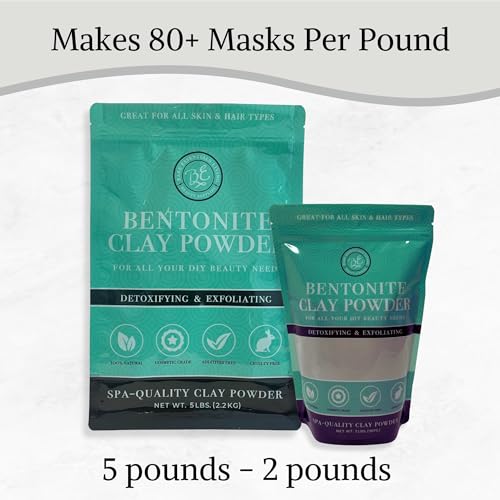 Bare Essentials Living - Bentonite Clay Powder (5lbs) Face Clay Mask, Bentonite Clay Detox for Skin, Clay Powder for Seed Bombs, Detox Bath, Cosmetic Clay Powder, Sodium Bentonite Clay - Made in USA