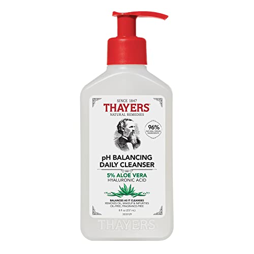 THAYERS pH Balancing Daily Cleanser, Face Wash with Aloe Vera, Gentle and Hydrating Skin Care for Dry, Oily, or Acne Prone Skin, 8 FL Oz.