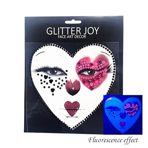 2 Pcs Halloween Face Gems Jewels Tattoos Day of The Dead Queen of Heart Makeup Peach A Women Face Rhinestone Crystal Stickers Face Eye Tattoos for Halloween Cosplay Festival Rave Party Outfit
