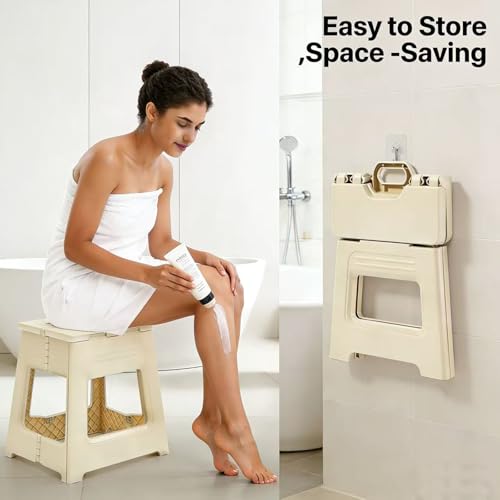 Foldable Shower Stool for Shaving Legs, 11.9" Anti-Slip Foot Rest
