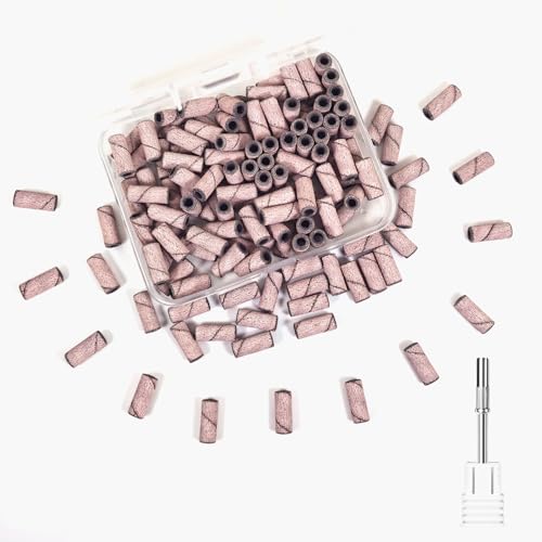 240 Grit Small Sanding Bands for Nail Drill - 100 Pcs with Mandrel
