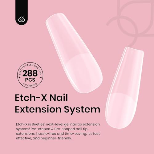 Beetles Medium Square Gel Nail Tips - 288 Pcs Pre-Etched DIY