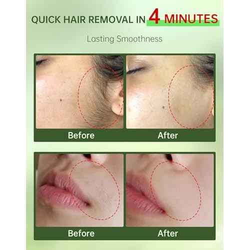 Painless Facial Hair Removal Cream for Women - Sensitive Skin 2-in-1 Kit with Soothing Cream | Upper Lip & Chin Hair Remover | At-Home Depilatory (4 Min, 7 Days Smooth),2.03 Fl Oz