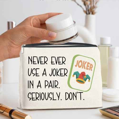 Funny Makeup Bag Mahjong Gifts for Women, Mahjong Lover Gifts Cosmetic Bag Zipper Makeup Pouch