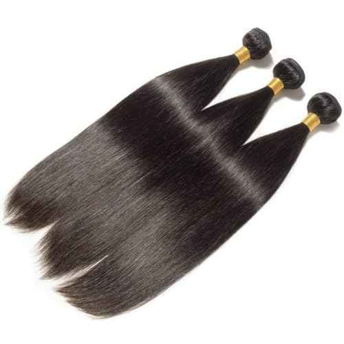 Straight Human Hair Bundles 18 20 22 Inch Trippy Hair Quick Weave 3 Bundles Human Hair 100% Unprocessed Raw Brazilian Virgin Hair Extensions for Black Women Natural Color