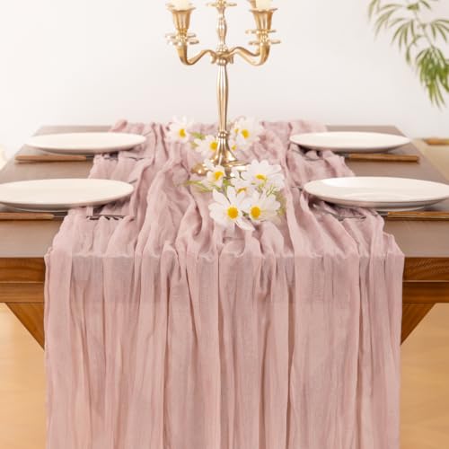 Socomi Pink Cheesecloth Table Runner 120 inch