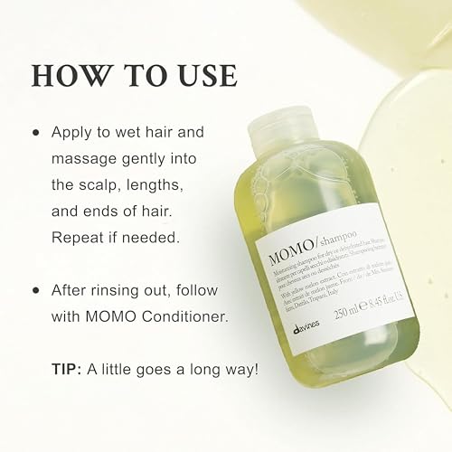 Davines MOMO Shampoo, Gentle Moisturizing Cleanser For Dry And Dehydrated Hair, Add Softness And Shine