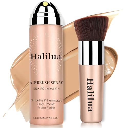 Airbrush Foundation Spray with Brush - Full Coverage Matte Finish