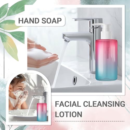 FOOCHY 24 Pack 6.8 oz Refillable Pump Bottles - Empty Clear Gradient Color Plastic Dispensers for Lotion, Shampoo, Soap & Cream