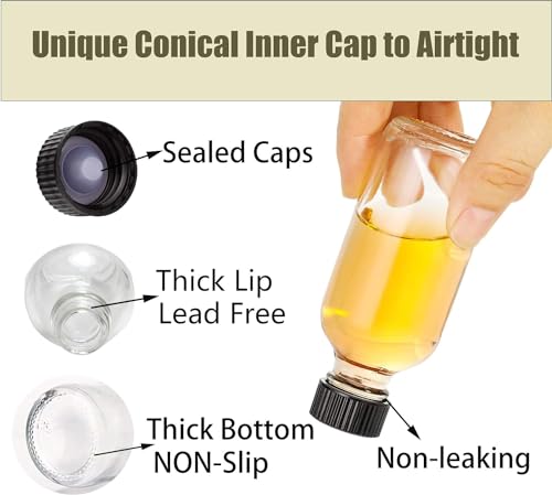 DIDITIME 6 Pack 2 oz Shot Bottles with Caps & Stainless Steel Funnels