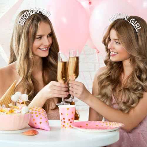 CAVETEE Birthday Girl Crown and Sash£¬ Princess Tiara Happy Birthday Headband Party Accessories for Women and Girls