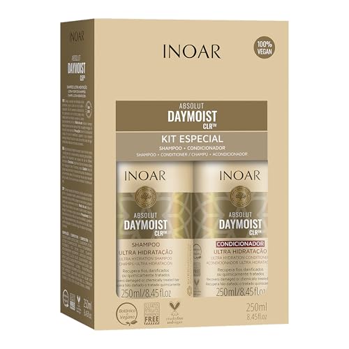 INOAR DayMoist Haircare Duo Shampoo & Conditioner with Argan Oil - Deep Hydration & Repair, 2 x 8.45 Fl Oz
