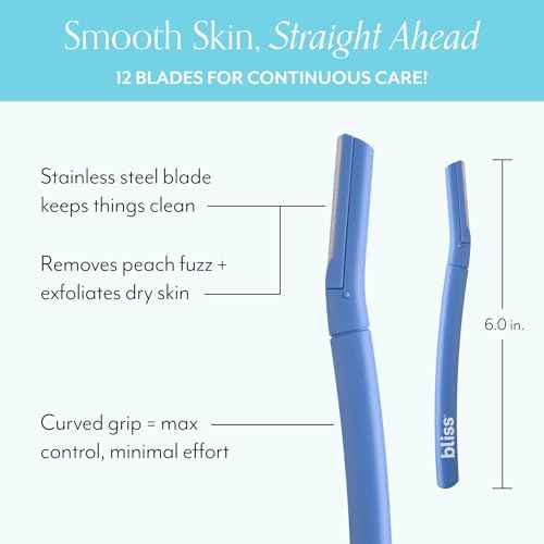 Bliss Stainless Steel Disposable Dermaplaning Tools | Facial Exfoliator and Eyebrow Razor to Dermaplane Peach Fuzz -1 Pack 12 count