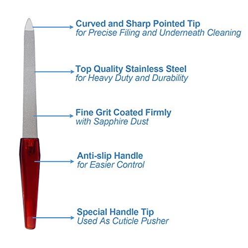 Stainless Steel Nail File Set (6 Pcs) with Sapphire Grit