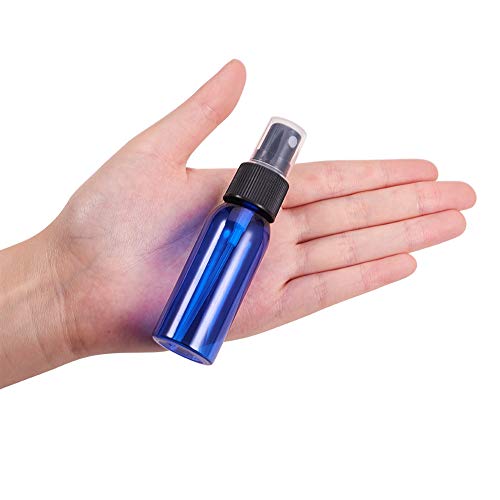 BENECREAT 24 Pack 1 Ounce (30ml) Blue Plastic Spray Bottle with Fine Mist Sprayers Atomizer Caps for DIY Home Cleaning, Aromatherapy & Beauty Care