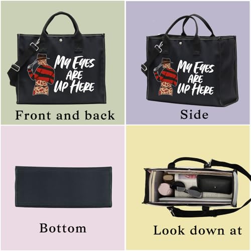 WZMPA Horror Movie Cosmetic Makeup Bag - Inspired Gift 'My Eyes Are Up Here' Zipper Pouch Bag For Movie Fans (Eyes Up Here BG)