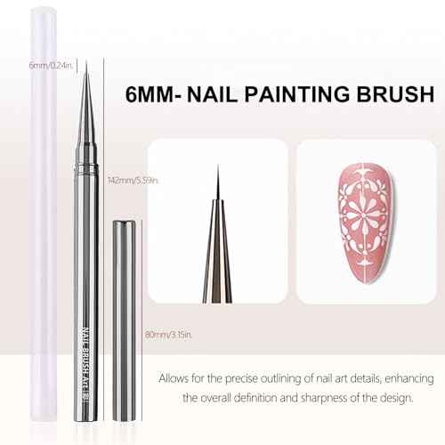 3Pcs Nail Art Brushes Set for Flower Petal Butterfly Drawing, 3D Gel Acrylic Nail Brush, Fine Liner Nails Design Tool, Professional Watercolor Painting Pen for Manicure DIY Salon