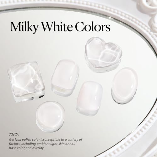 AzureBeauty 18ML Milky White Gel Nail Polish - Sheer Translucent Finish