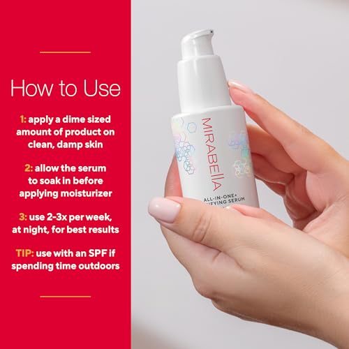 Mirabella All In One Clarifying Serum Micro Peel for Anti Aging - Hydrating 7% Glycolic Acid & 8.8% Lactic Acid Serum Face Peel with AHA BHA Exfoliant, 1 Oz