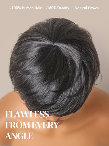 LUVME HAIR 5-Inch Short Pixie Cut Wig with Bangs - Glueless & Skin-Friendly